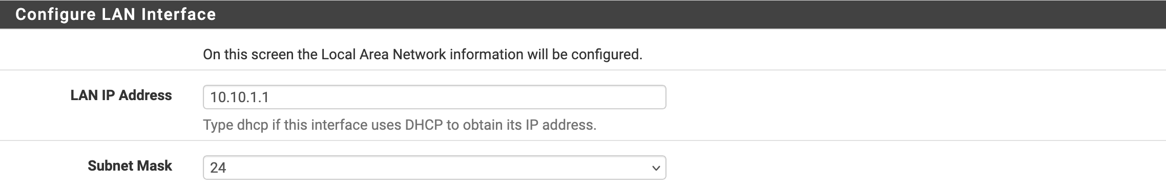 LAN remains 10.10.1.1/24.