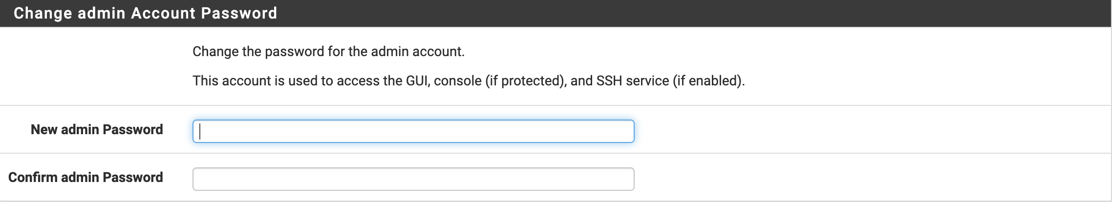 Admin password changed during the wizard.
