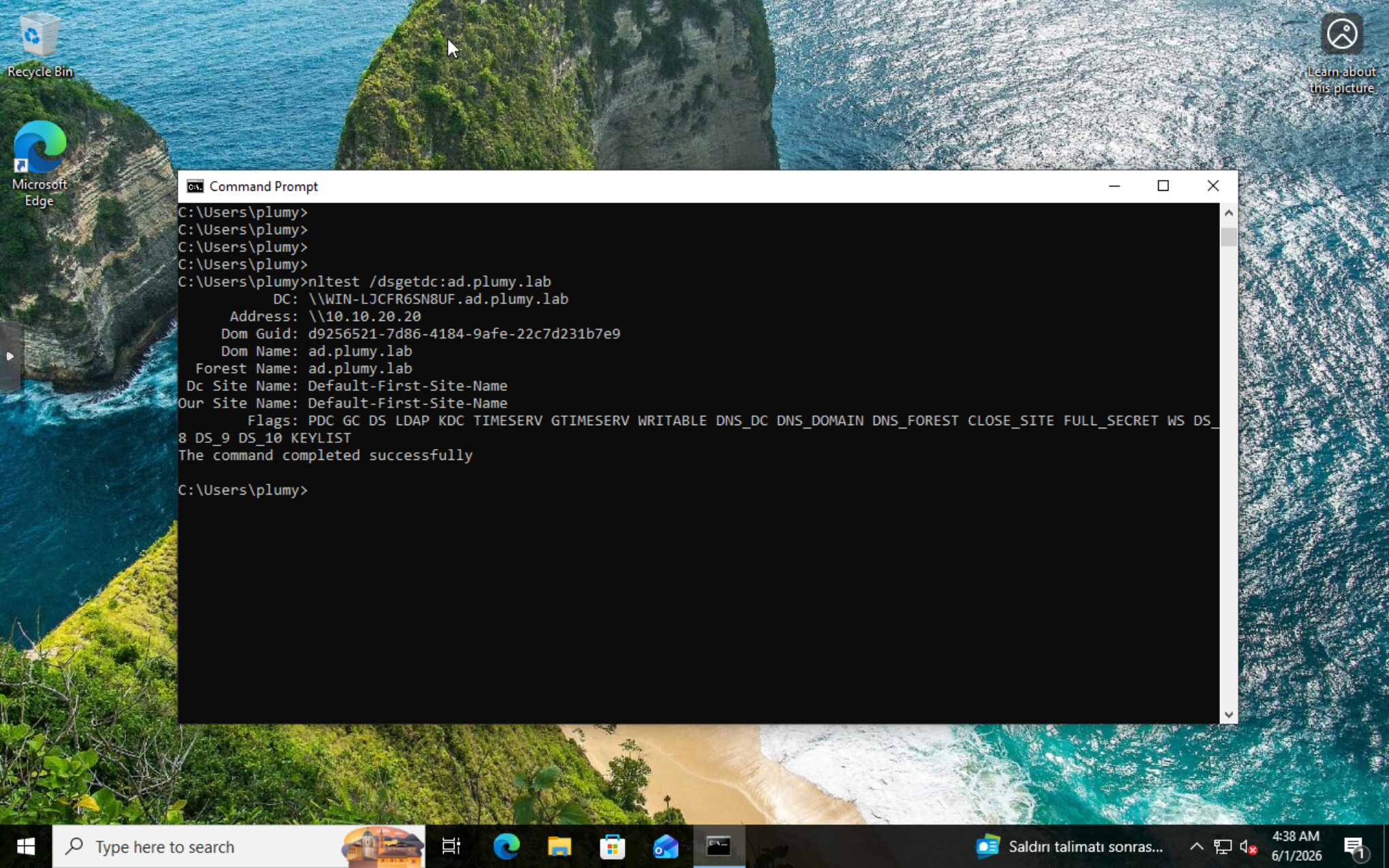 CLIENT can still find the domain controller after the firewall pass.