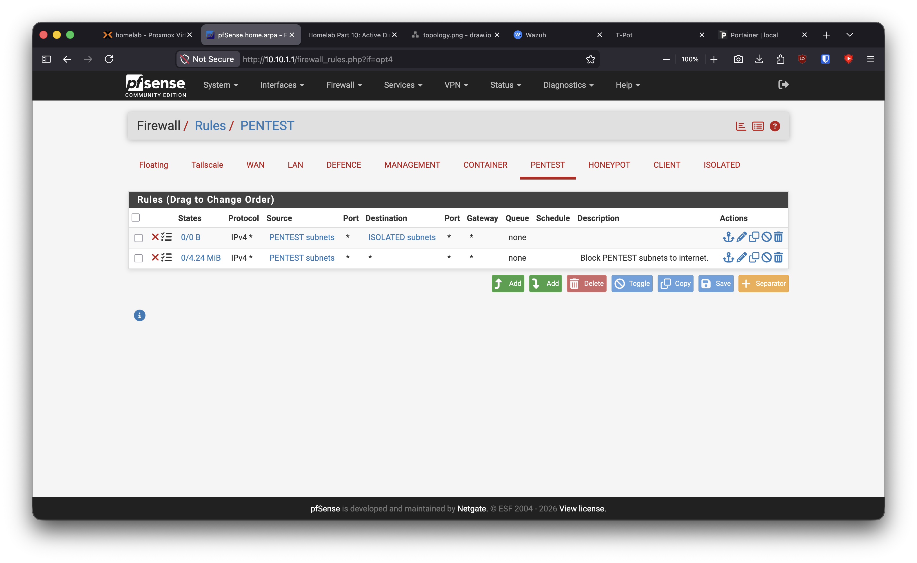PENTEST has no broad outbound access.