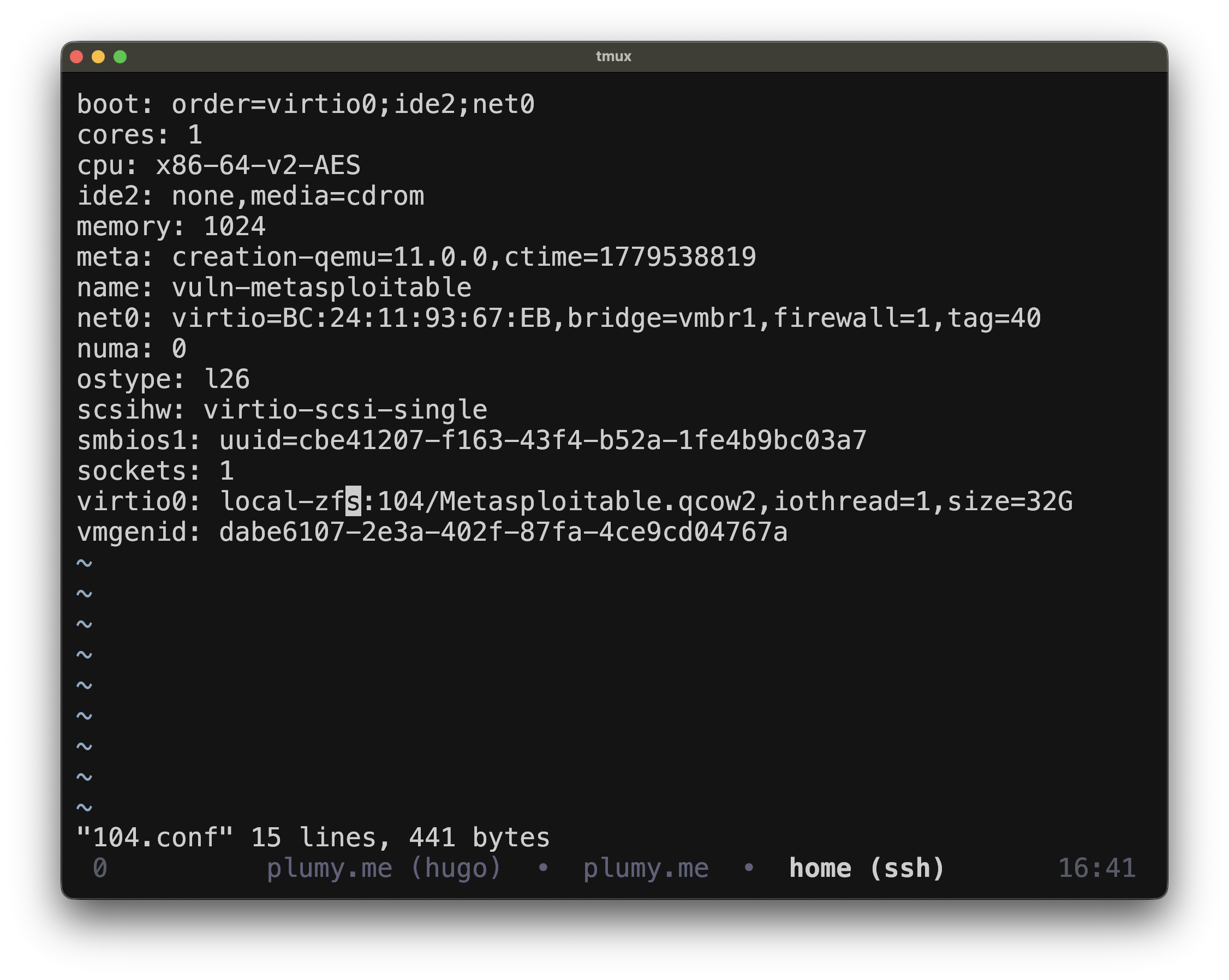 Imported disk attached to the VM and placed in the boot order.