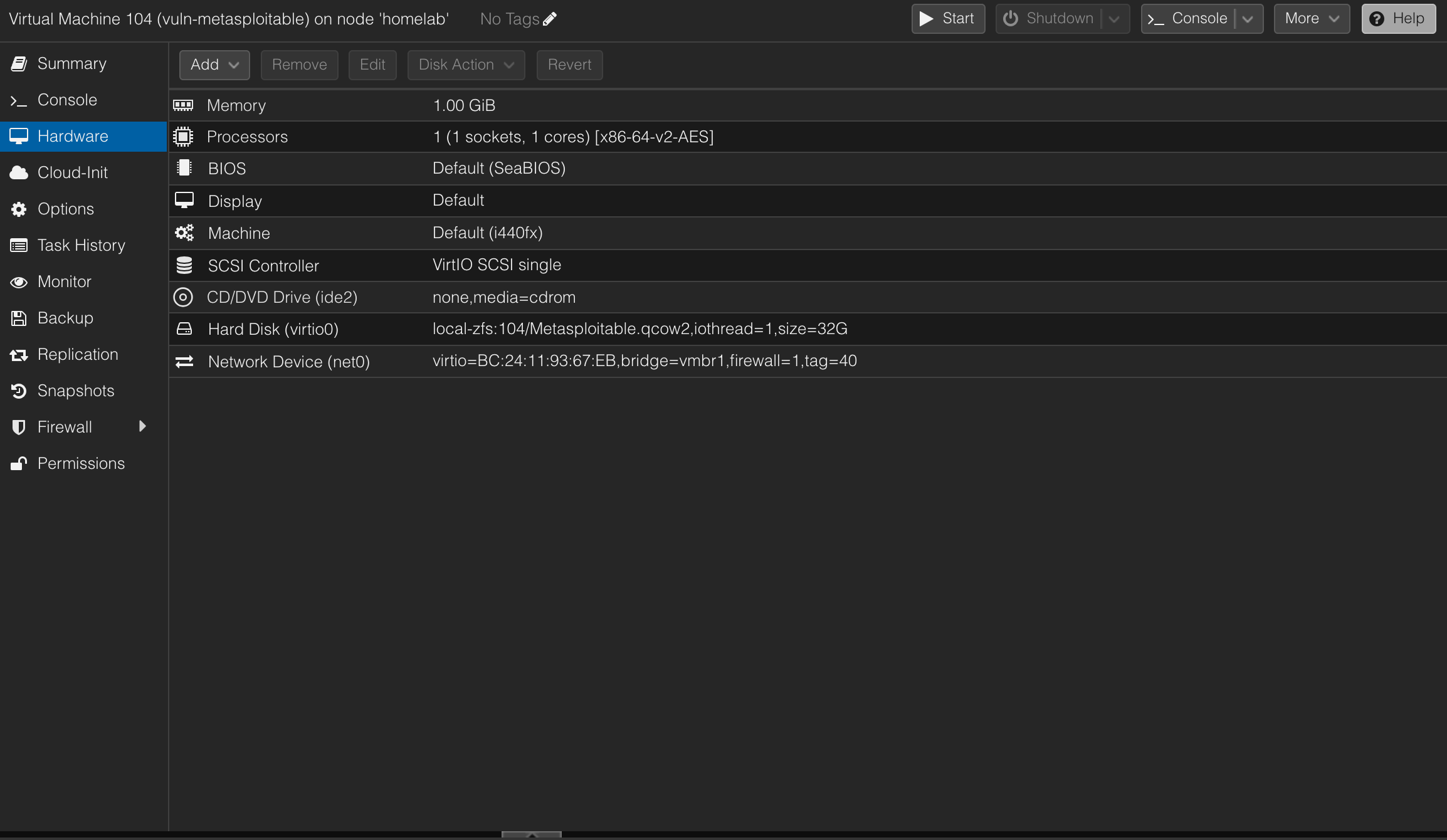 Metasploitable VM created without a normal installer disk.