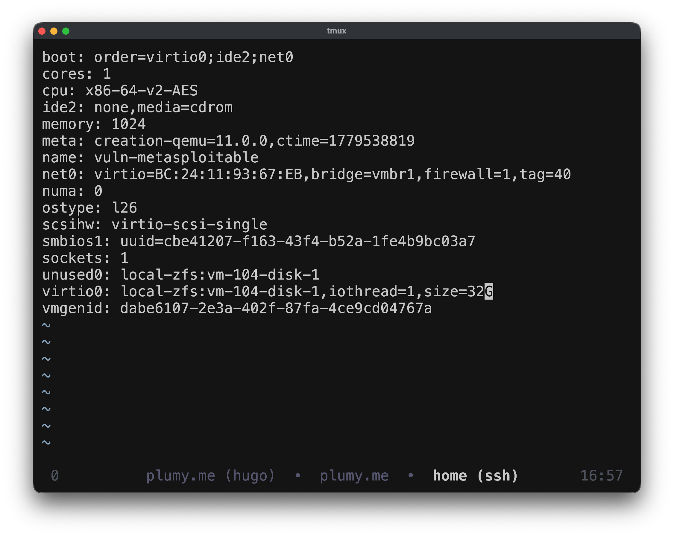 zfs list confirms the real volume name.