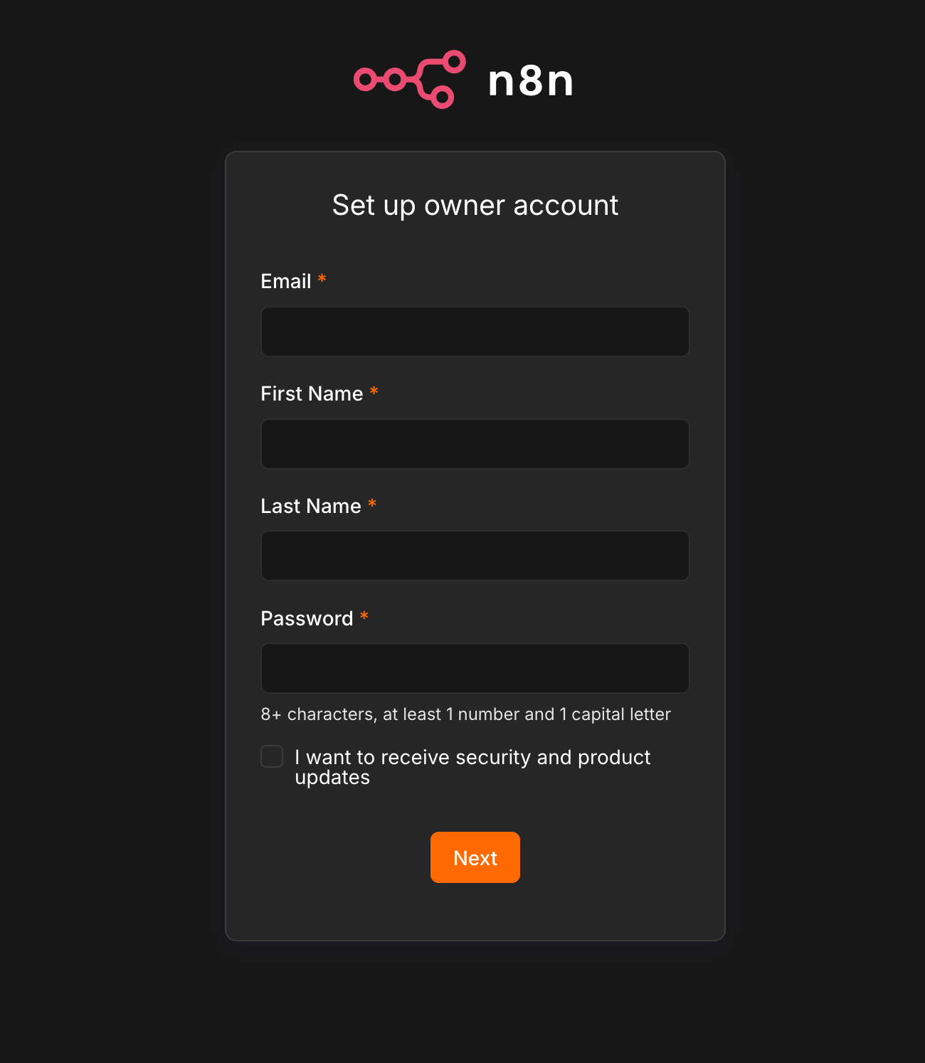 n8n web UI reachable through the jumpbox tunnel.