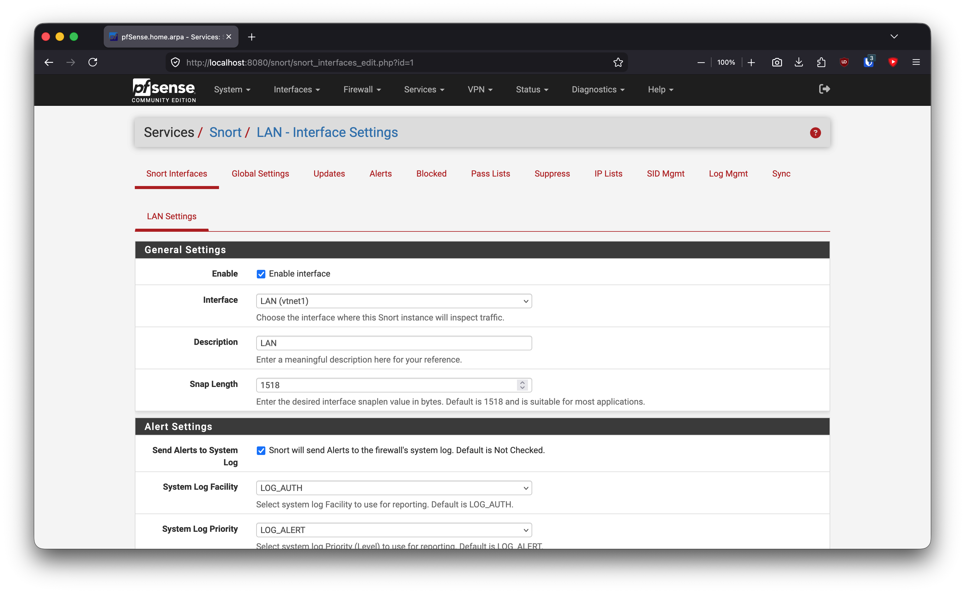 LAN Snort interface configured the same way.