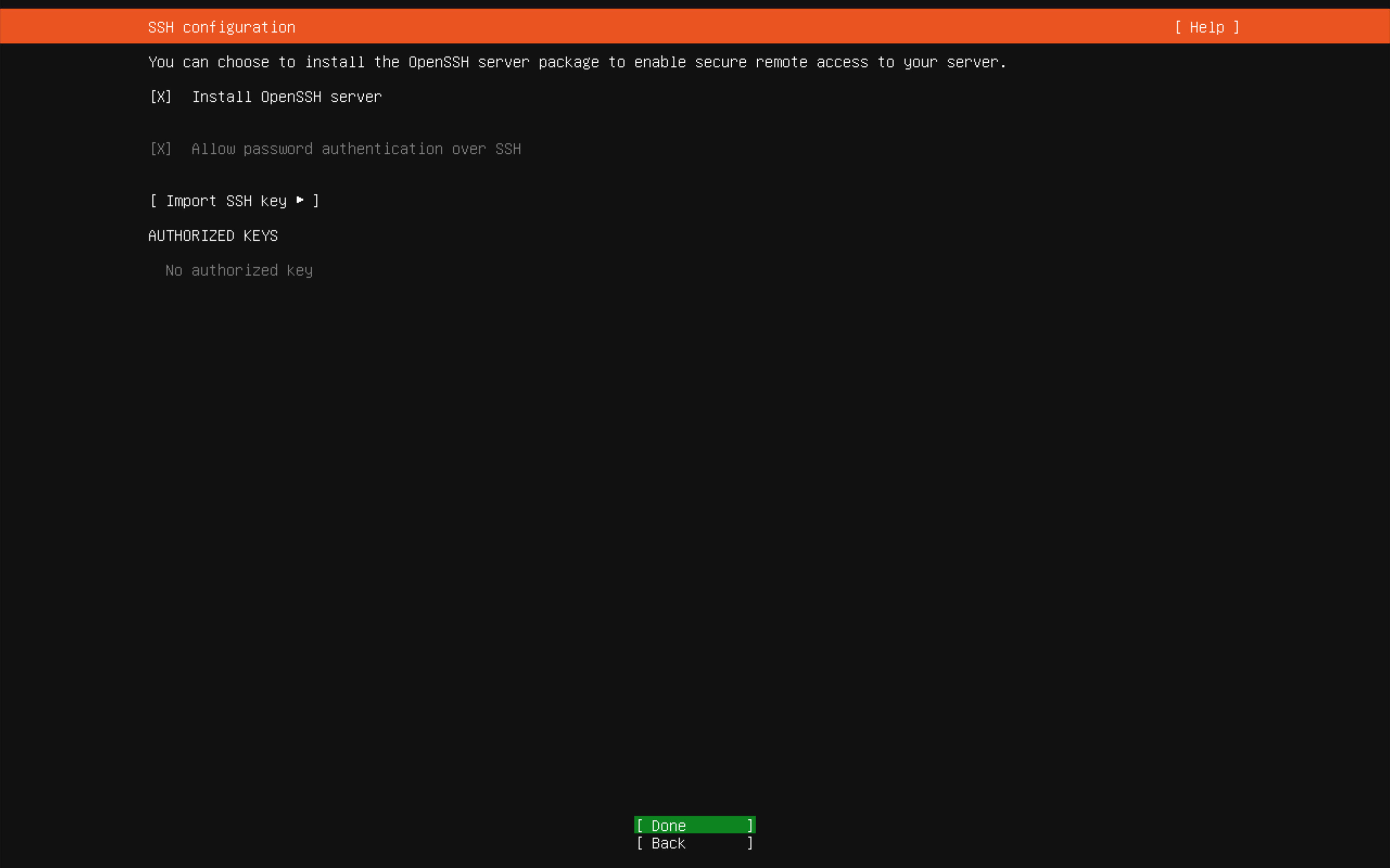 SSH enabled so Wazuh can be managed through the jumpbox.