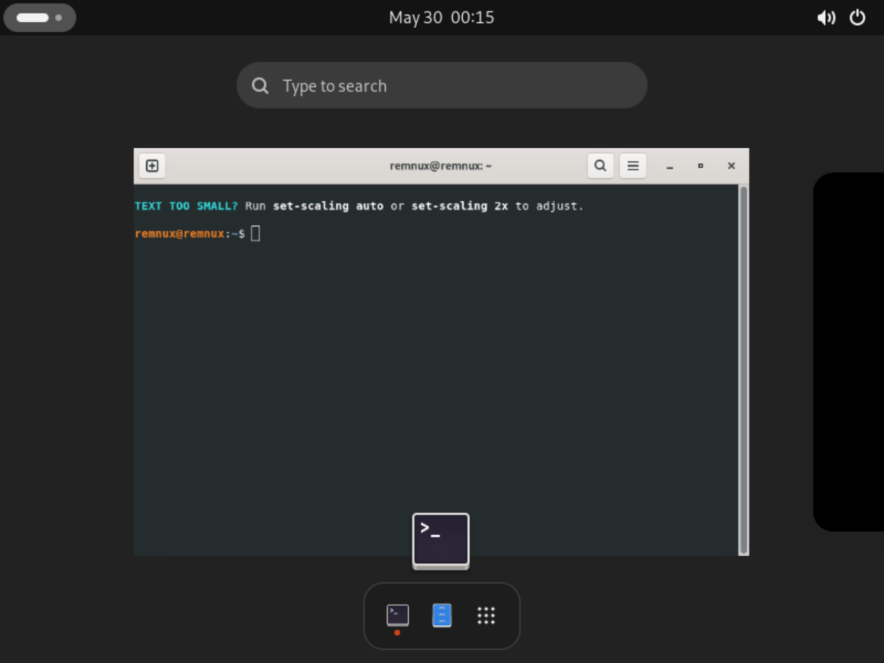 REMnux booted after the imported disk was attached and selected in boot order.