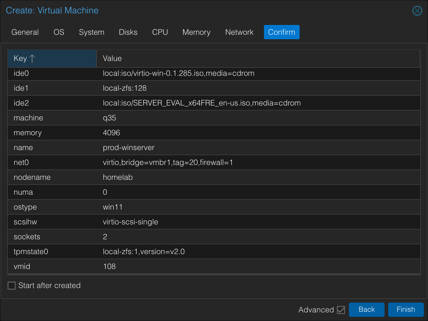 Windows Server VM in VLAN 20 on Proxmox.